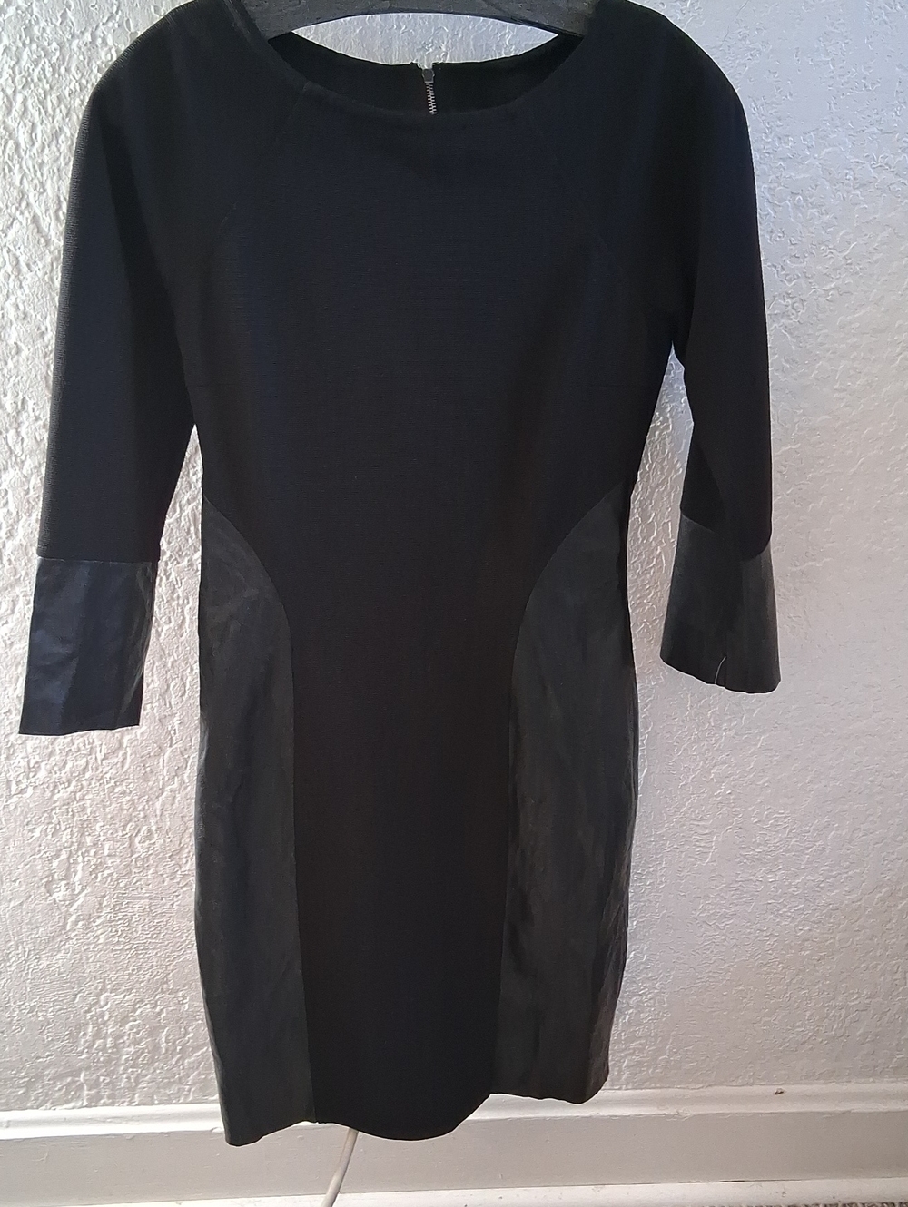 Tracy Reese Black Ponte Dress with Real Leather Insets